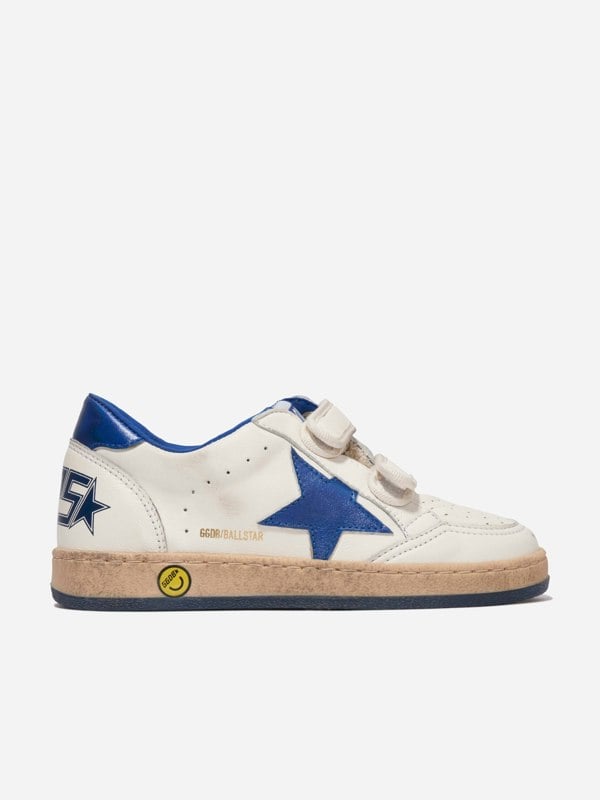 Golden Goose Kids Ballstar Leather Laminated Star Trainers n White