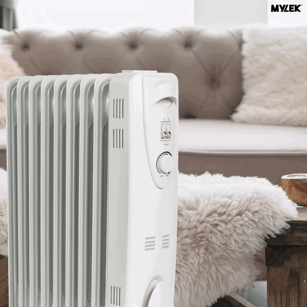 Mylek Oil Filled Electric Portable Heater Radiator with Adjustable Thermostat 2500w With Timer