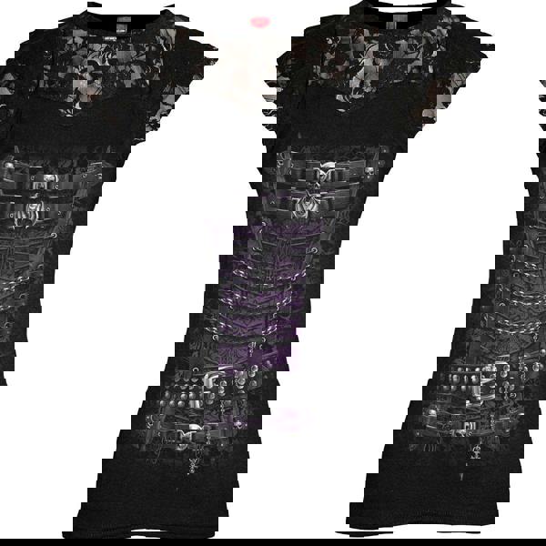 WAISTED CORSET - Lace Layered Cap Sleeve Top Black - Spiral USA