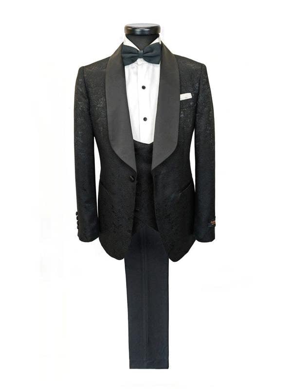 Black Floral Style 3-Piece Tuxedo