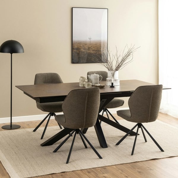 Furniture To Go Heaven Extendable Dining Table with Ceramic Rusty Brown Top 200cm