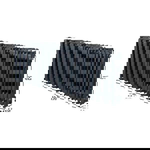 Monstershop Traditional 3 Column Radiator - 300 x 832mm - Anthracite Grey