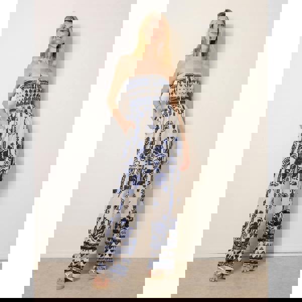 Blue Vanilla Tribal Print Jumpsuit