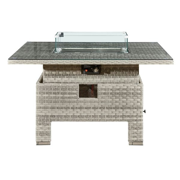 RoyalFire Royal Fire Icarus Rattan Rising Firepit Table in Dove Grey