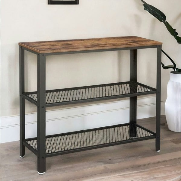 Rafaelo Mobilia 3 Tier Hallway Console Table Rustic Brown