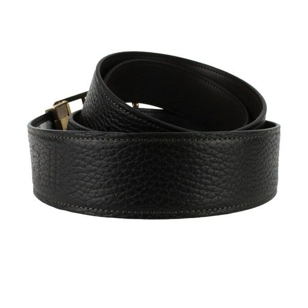 Dunhill reversible leather belt in grained leather and signature d buckle in a brass tone