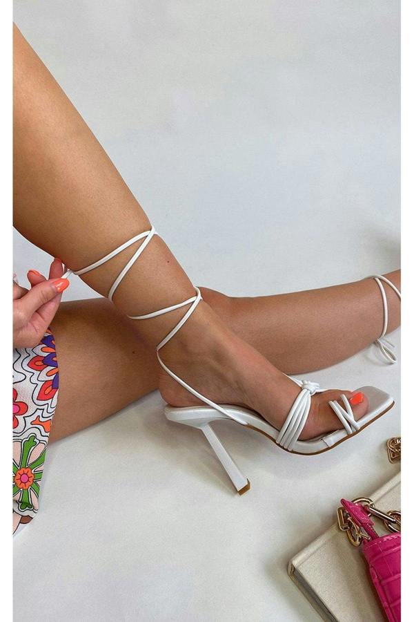 Amanda Strappy Lace Up Heels - White