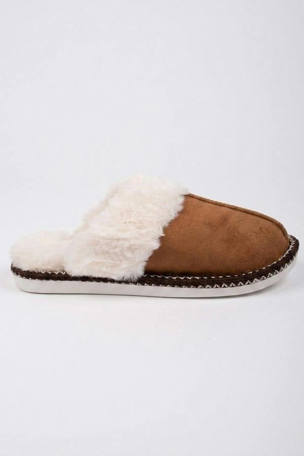 Constance Faux Suede Faux Fur Mule - Camel
