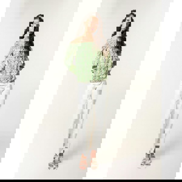 Blue Vanilla Bubble Hem Bardot Top