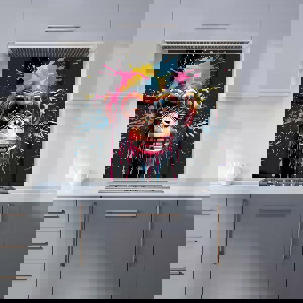 Warren Reed - Designer Multi Coloured Monkey Face Splashart Kitchen Splashback