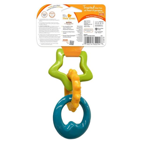 Nylabone Gentle Puppy Teething Rings Bacon Flavour Dog Toy Up To 11kg