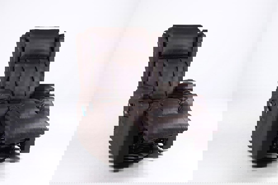 SQUAREBOXX Copenhagan Leather Manual Recliner Armchair with Heat Massager in Brown