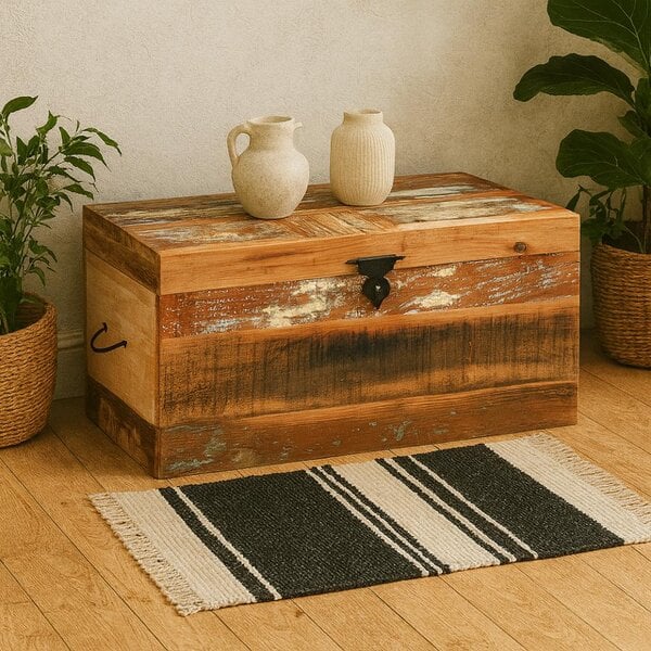 Wyld Haus Seattle Reclaimed Wood Trunk Box with Lid