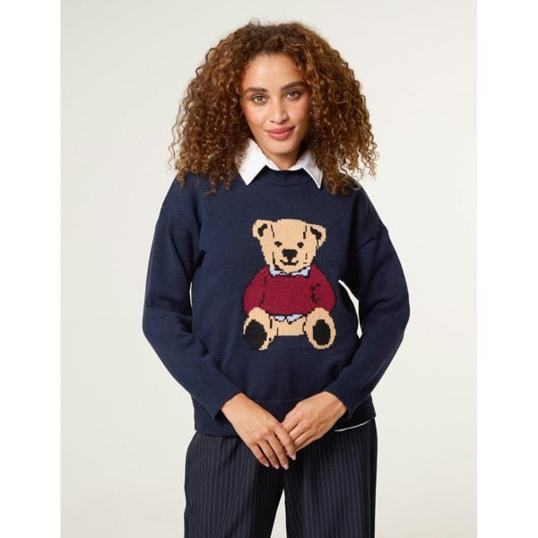 Blue Vanilla Round Neck Bear Jumper