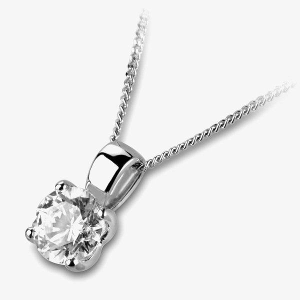 T. H. Baker 18ct White Gold 0.31ct Round Brilliant 4 Claw Diamond Pendant PD1041(4.5)