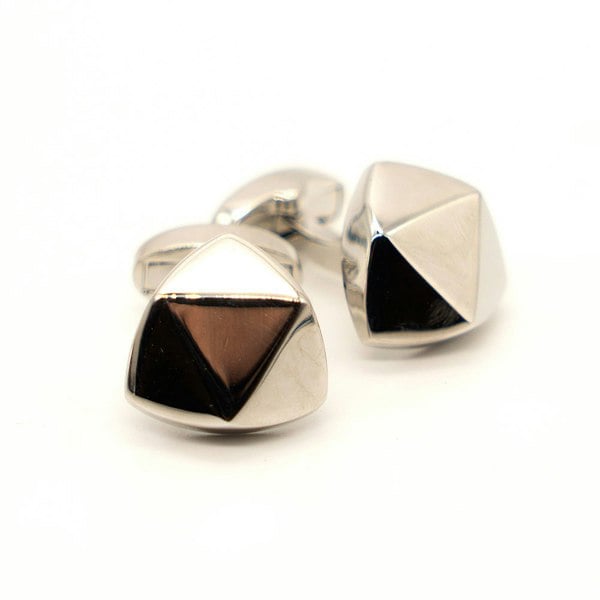 David WeJ 3D Triangle Cufflink - Silver
