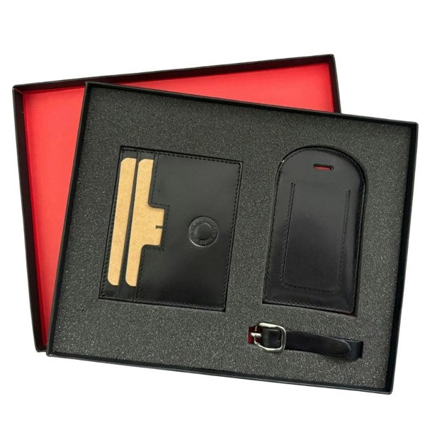 Love EMVY Genuine Leather Card Wallet and Luggage Tag Gift Set