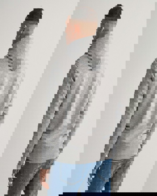 GANT Mens Regular Fit Shield Logo Pullover Hoodie - 93 Grey Melange