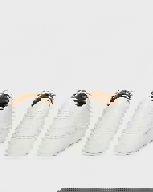 BOSS Orange Gary Tenn Mens Leather Low-Top Trainers with Branded Lace Loop NOS - Open White 112