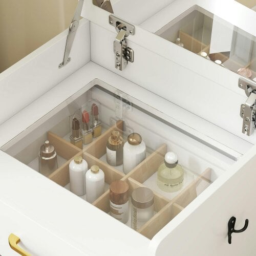 Wyld Haus Yova White Compact Dressing Table And Stool Set With Storage