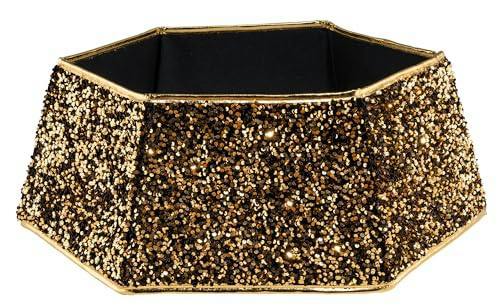 26.8 Inch Foldable Hexagon Christmas Tree Collar with Sequin Finish for Festive Tree Displays image 7