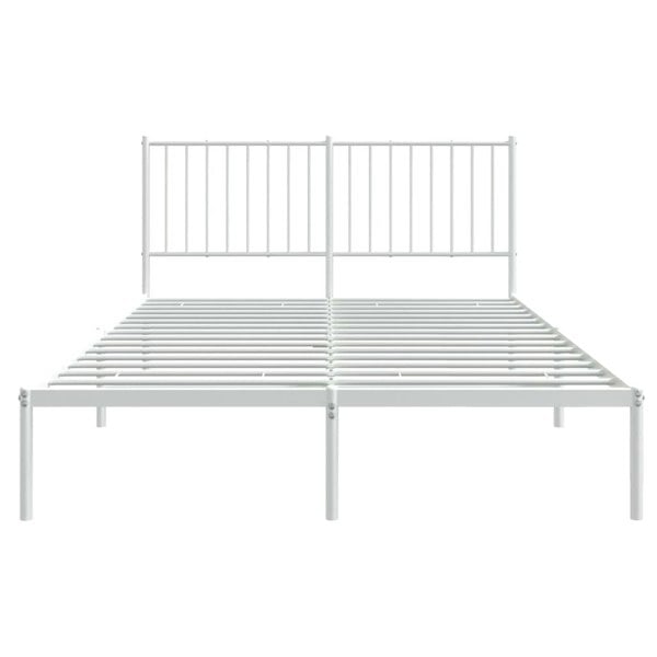Berkfield Metal Bed Frame with Headboard White 140x200 cm