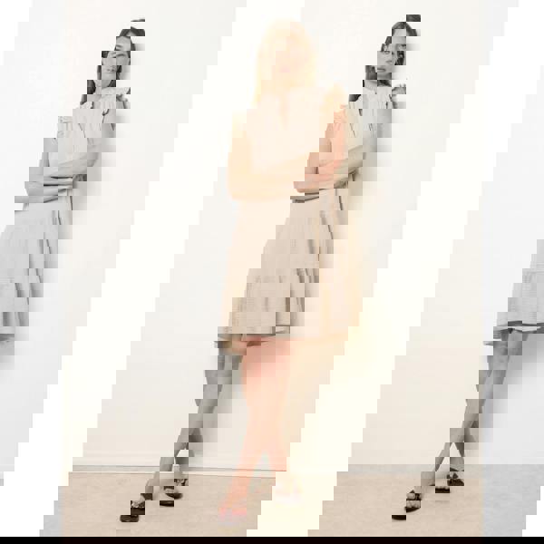 Blue Vanilla Cheesecloth Frill Sleeve Tunic