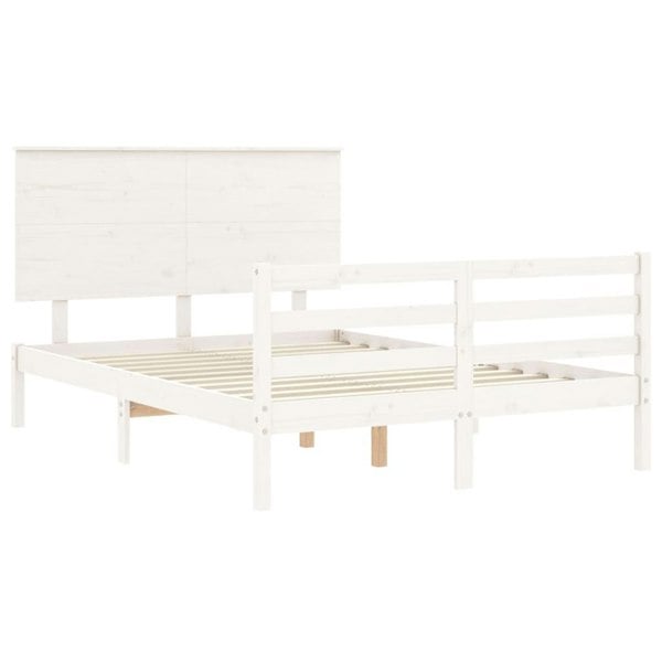 Berkfield Bed Frame with Headboard White 140x190 cm Solid Wood