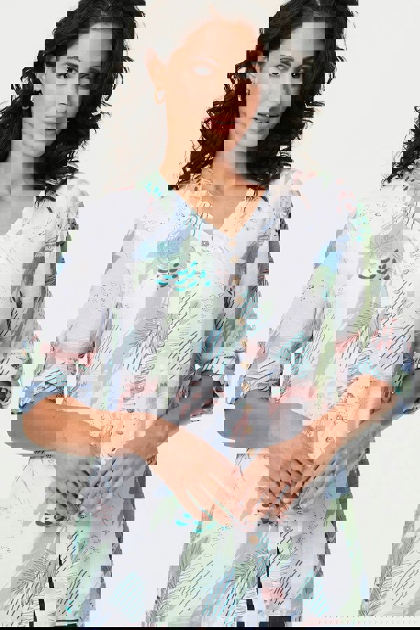 Sage | Abstract 3/4 Sleeve Relaxed Blouse
