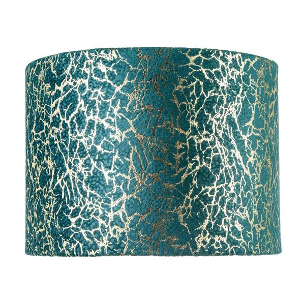 Emerald Green Teal Blend Velvet Fabric Lamp Shade with Shiny Gold Foil Image 4