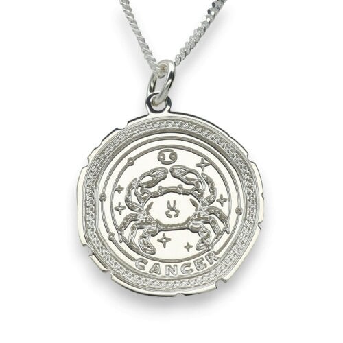 Christopher James of London Sterling Silver Zodiac Necklace Engraved Star Sign Pendant with Optional Engraving