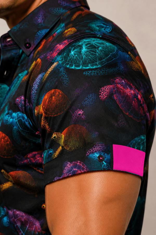 Sea Turtle Odyssey Print Short Sleeve Shirt - Claudio Lugli Shirts