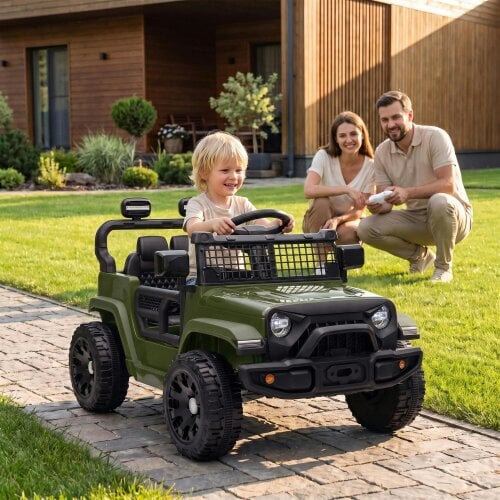 AIYAPLAY 12V Electric Car for Kids with Remote Control, Dual Motors, Dark Green