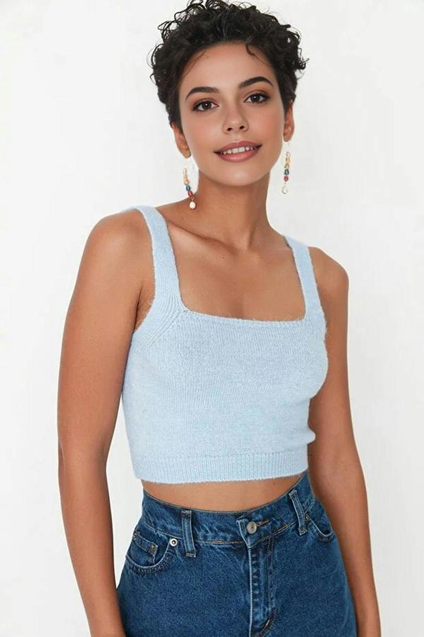 WOVCOR 2-Piece Crop Soft-Textured Knit Blouse-Cardigan Set