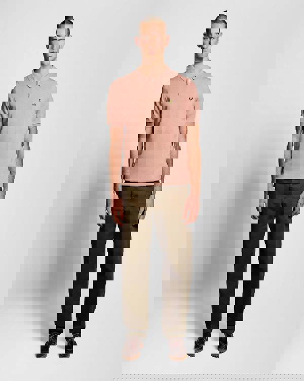 Lyle & Scott Cotton Short Sleeve Mens Knitted Polo - Y120 Pink Grapefruit | CHO | Designer Mens Short Sleeve Polo Shirts