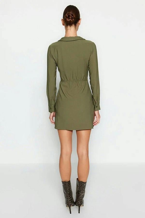 WOVCOR Double-Breasted Woven Dress