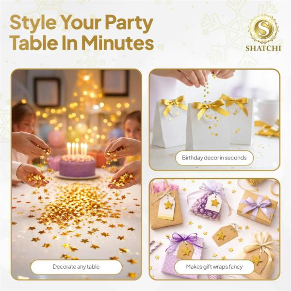 Gold Star Confetti Table Scatter, Metallic Gold Party Decoration for Celebrations and Events image 8