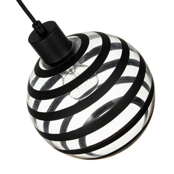 Modern Round Glass Pendant Light Shade with Black Horizontal Bands Image 3