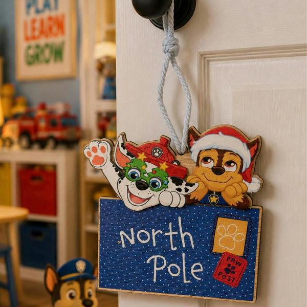 Widdop & Co Paw Patrol Chase and Marshall North Pole Wooden Christmas Hanging Decoration
