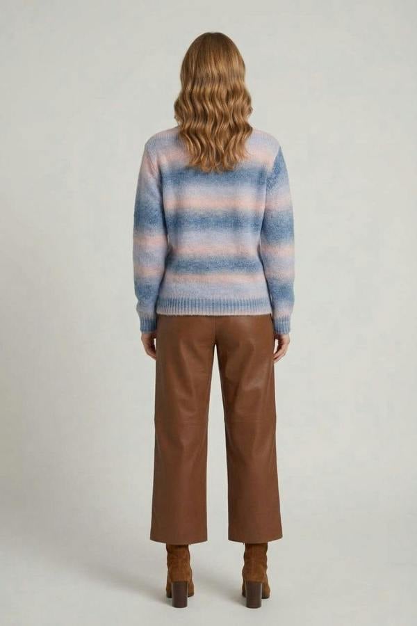 Blue | Striped Textured Relaxed Jumper