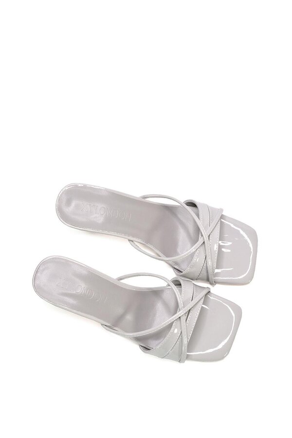 XY LONDON Mid Heeled Sandal Slip On Mules With Square Toe