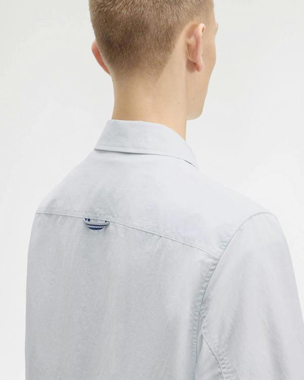 Fred Perry Mens Ripstop Pocket Overshirt - Dusky Blue 28A | CHO | Designer Mens Overshirts
