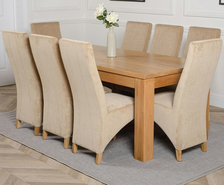 That's Furniture Dakota Large Oak Dining Table with Lola Fabric Chairs