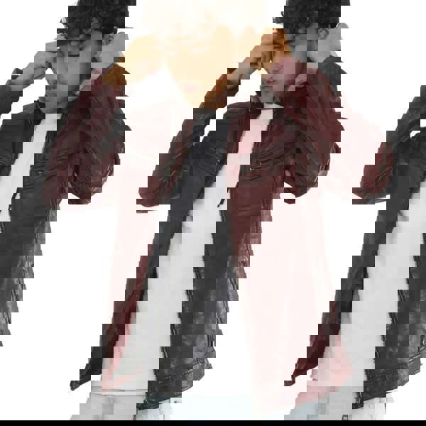 Leather Company Men's Hooded Biker Lamb Leather Jacket