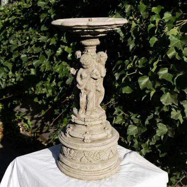 Stone Cast Musical Cherub Fountain Garden Sculpture