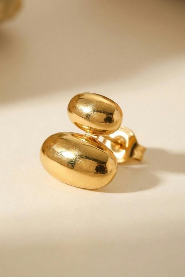 ARIIRA Reena Gold Tone Double Oval Huggie
