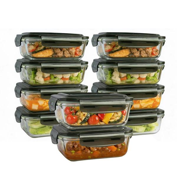 MANTRARAJ 380ml Meal Prep Glass Containers with Lids Airtight Microwave & Dishwasher Safe Takeaway Containers