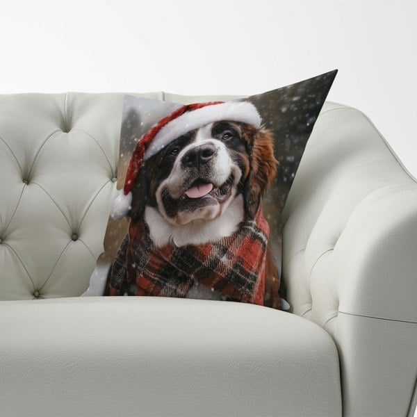 Warren Reed Christmas St Bernard Cushion