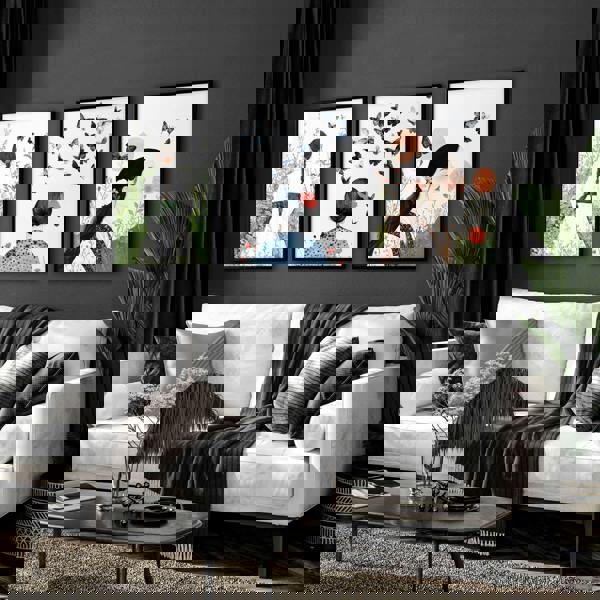 Canvas Pictures For Living Room | Set of 3 Boho Women Wall art Prints