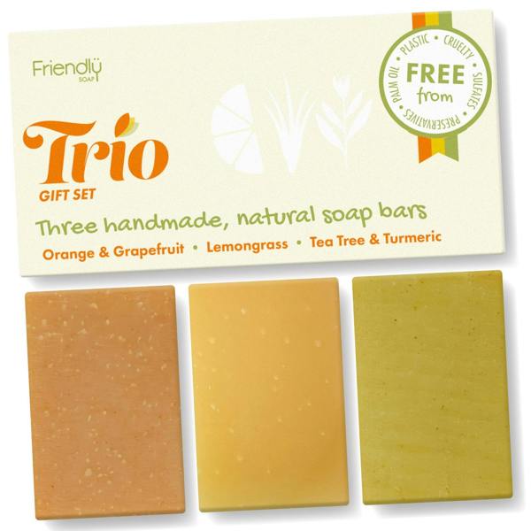 Friendly Soap Trio Gift Set - Orange & Grapefruit, Lemongrass, Tea Tree & Turmeric